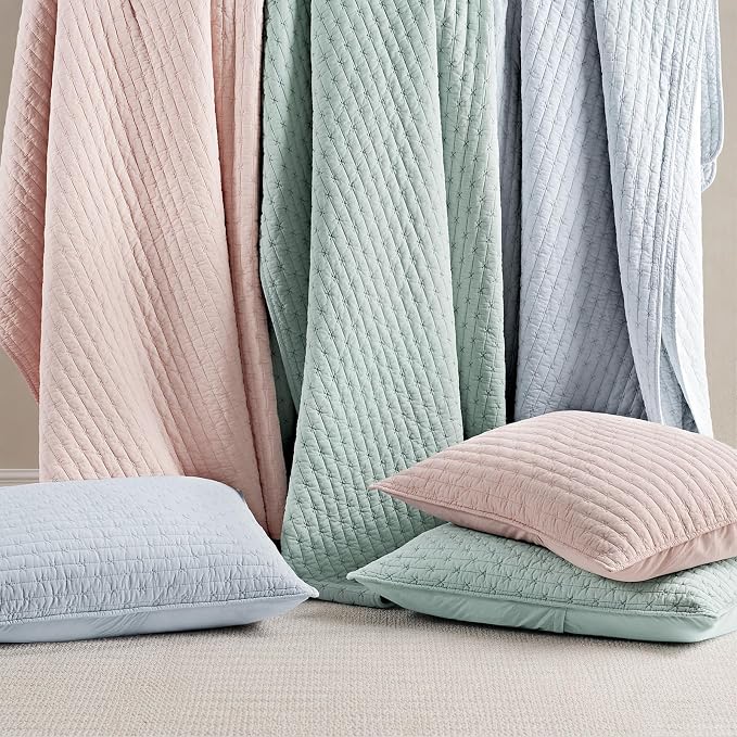 100% Cotton Cross Stitch 3-Piece Quilt Set, Queen, Powder Blue | 100% Cotton, Elegant Cross Stitch, Soft & Breathable, Prewashed Softness, Oversized Design, OEKO-TEX® Certified