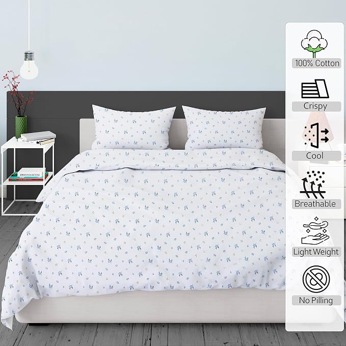 RUVANTI 100% Cotton Percale Sheets California King Size, Phulkari | Crisp Cooling for Hot Sleepers, Deep Pocket 14", Soft Breathable & Durable, Hotel-Style 4 Piece Set
