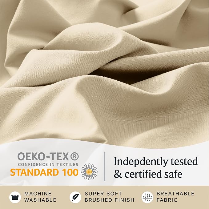 LuxClub Split King Sheets for Adjustable Bed, Deep Pocket Split King Sheets Set 5PC, Cooling Sheet Split King Size, Soft Hotel Luxury Bedding, Silky Fitted Sheet & Pillowcase Sets, Cream | LuxClub Silky Fitted Sheet & Pillowcase Sets, Breathable Hotel ...