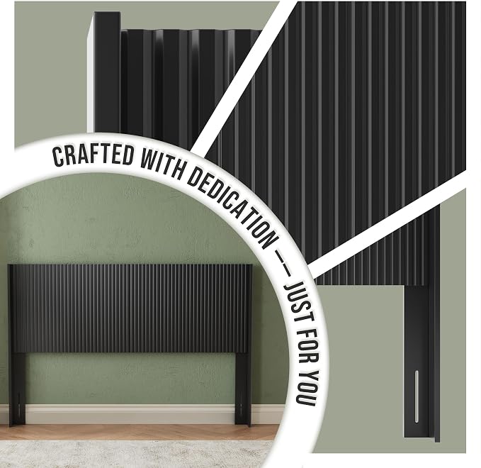 Howjoe Wood King Headboard Only, 80.3" Black Wood Headboard King Size | King Bed Headboard Only, Boho Headboards, Wall Mounted Headboard with Wingback for Bedroom, Modern Farmhouse Headboards
