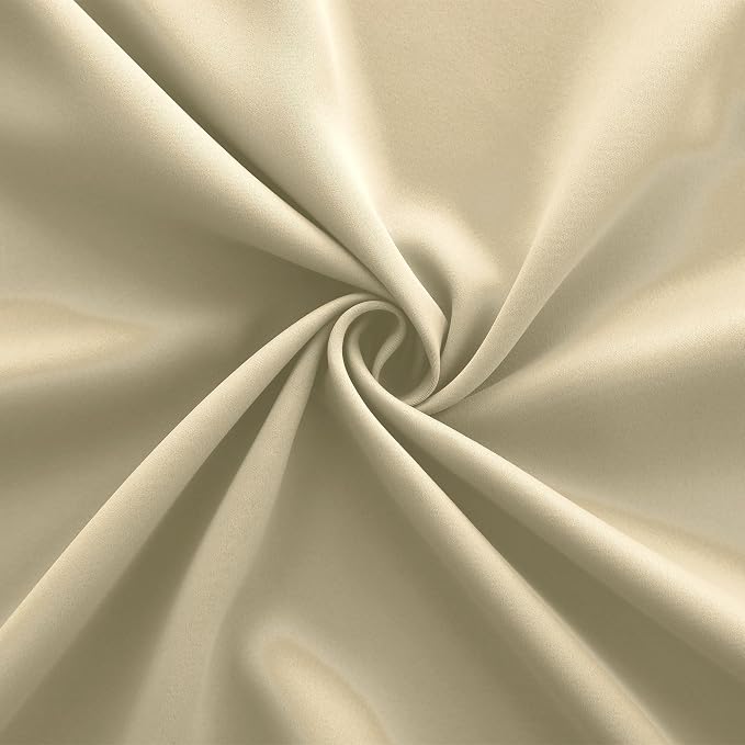 KOUFALL Sand Beige Curtains 90 Inches Long for Bedroom 2 Panels Set,Blackout Grommet Room Darkening Insulated Beach Farmhouse Style Curtains for Dining Room