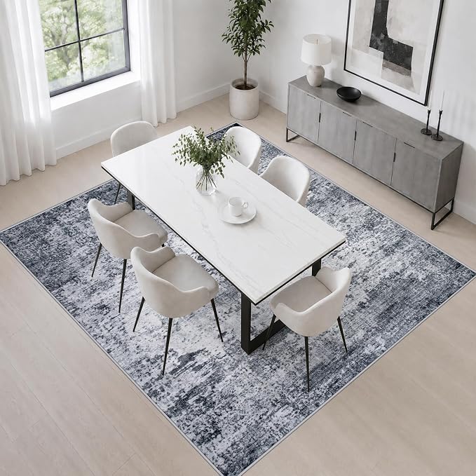 Area Rug Living Room: 6x6 Modern Washable Indoor Soft Carpet Grey | For Bedroom Dining Room Farmhouse Nursery Hallway Office,Modern Abstract,Machine washable,Non-Slip,Stain Resistant,Indoor