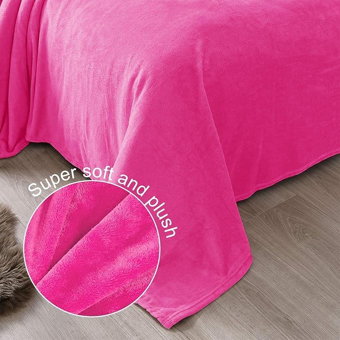 Exclusivo Mezcla Soft Fleece Throw Blanket for Couch, Hot Pink | 50x60 Inches, Double-Sided Brushed Flannel, Lightweight Plush Cozy Blanket for Home Decor, All Season, Machine Washable