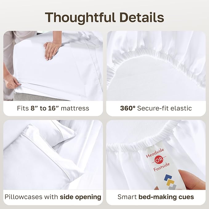 California Design Den 2-Pack Soft 100% Cotton Sateen Cal King Sheets Set | 400 Thread Count Backed by Good Housekeeping Seal, 16" Deep Pocket, All-Around Elastic, Durable, Easy Care - White
