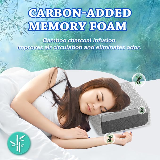 HARBOREST Cooling Cube Pillow - Side Sleeper Pillow for Neck and Shoulder Pain, Memory Foam Pillow Cube Pro with Adjustable Firmness,12"x12"x5", Grey