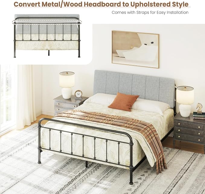 Queen Size Headboard Only-No Assembly Required, Light Gray | Easy to use no assembly required, Linen fabric and extra-thick foam for added comfort, Modern style headboard queen size