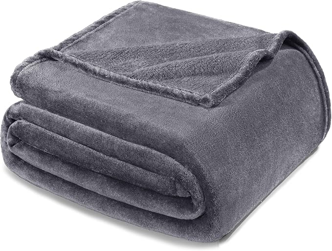 Exclusivo Mezcla Soft Large Fleece Throw Blanket for Couch, Dark Grey | 50x70 Inches, Double-Sided Brushed Flannel, Lightweight Plush Cozy Blanket for Home Decor, All Season, Machine Washable