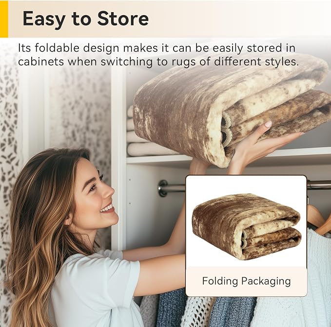 RELEANY Washable 9'x12' Abstract Area Rug for Living Room Brown Tan | Carpet for Bedroom, Kitchen, Office, Hallway and Entryway, Printed Pattern, Non‑Slip, Soft, Stain‑Resistant, Easy to Clean