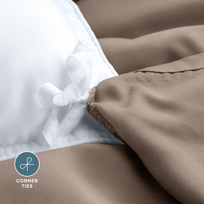 Bare Home Duvet Cover Set 1800 Ultra-Soft (Full, Taupe) | Lightweight, Cooling, Breathable, Premium 1800 Ultra-Soft, All-Season