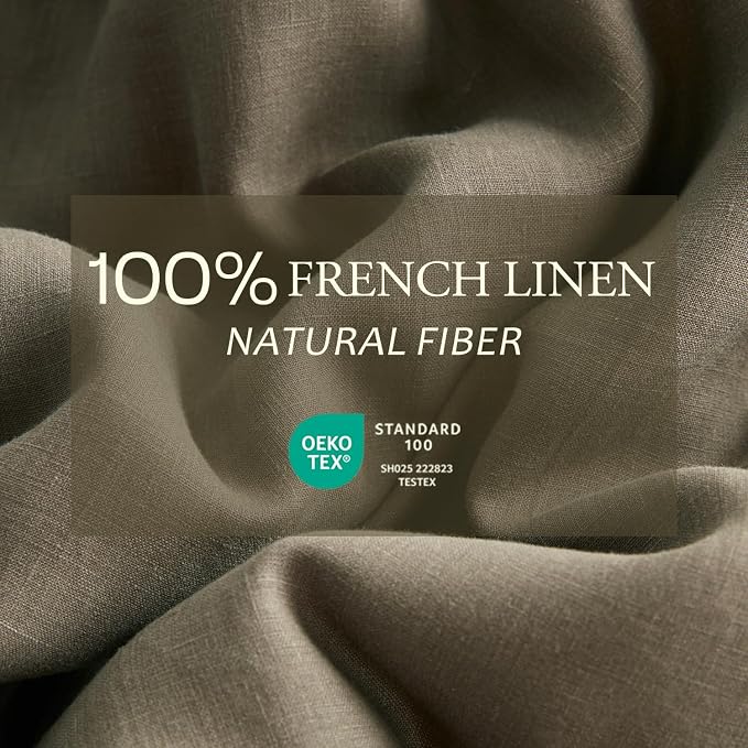 DAPU 100% French Linen Duvet Cover 3Pcs Set, 170GSM Linen Bedding, Full/Queen