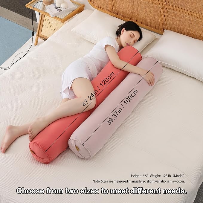 Body Pillow for Adults,Long Round Pillow,Big Cylindrical Pillow,Large Full Bolster Pillows for Side Sleepers (Coral Peach, 39.37"*7.87")