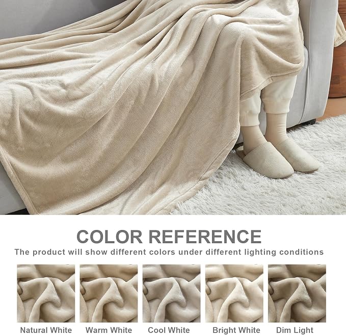 Hansleep King Taupe Fleece Blanket, Soft Flannel Bed Blanket | Fuzzy Cozy Blanket 90x108 Inches, Multi-use for Bed, Sofa, Couch, Travel, Camping, All Season Warm Lightweight Cover