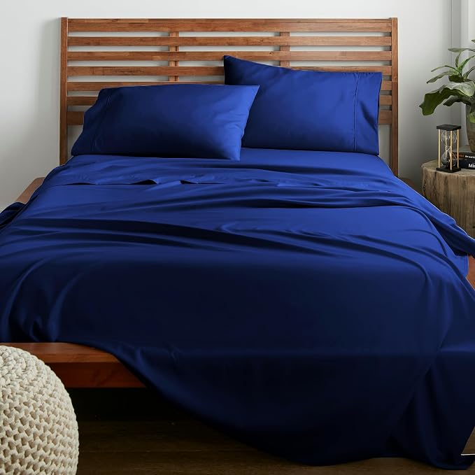 American Home Collection Full Size Sheet Set - Ultra-Soft Microfiber 15-Inch Deep Pocket - Wrinkle Free and Fade Resistant (Navy)