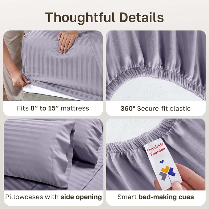 California Design Den 100% Cotton Sateen Split King Sheets Set, 5 Pcs | 500 Thread Count with Good Housekeeping Seal, Split King Sheets Sets for Adjustable Bed with 2 Separate Twin-XL Mattresses