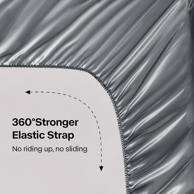 BEDELITE Satin Sheets Twin XL Size Bed Set, Dark Grey, 3 Pieces | Luxury Silky Bed Sheets, 15 Inch Deep Pocket, Similar to Silk, Soft and Cooling, Reduces Friction, Gentle on Hair and Skin