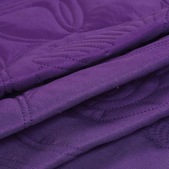 Legacy Decor 3 PCS Shell & Seahorse Bedspread Quilt,Purple, King Size | Reversible, All Season, Coverlet Oversize, Purple Color, King Size, Shell & Seahorse Pattern, 3 PCS Set