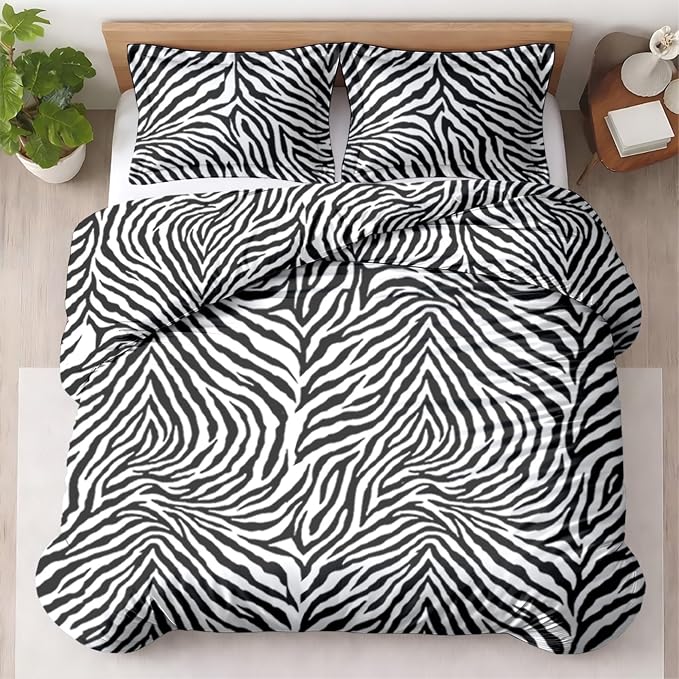 Custom Duvet Cover - Cotton Soft Premium Breathable Customizable Printed Animal Zebra Comforter Cover (Desired Dimensions) - Zipper Closure & 7 Internal Ties - Zebra