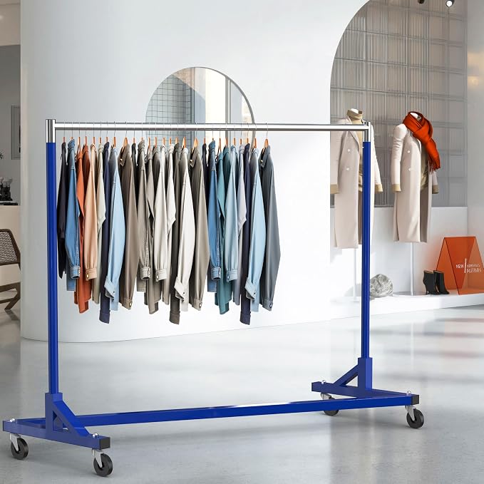 Simple Houseware Industrial Grade Z-Base Garment Rack, 63" W/500Lb, Blue