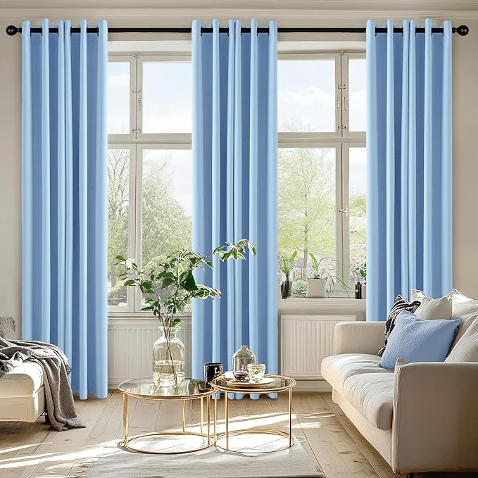 MIULEE Blackout Curtains for Bedroom 2 Panels 40 x 84 Inch Long Sky Blue | Thermal Insulated, Living Room Darkening Grommet Drapes, Noise Reducing, Light Blocking Window Treatments