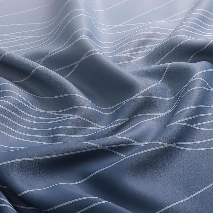 Navy Blue and Greyish White Blackout Curtains for Kitchen 36 Inch Length | Ombre Short Cafe Curtains,Thermal Insulated,Small Half Window Grommet Drapes for Basement/RV Camper,52Wx36L,2 Panels