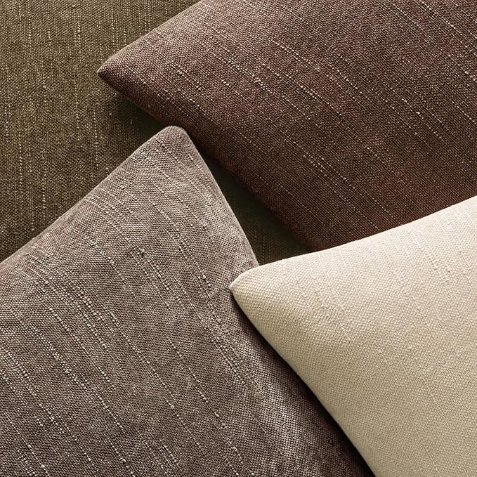 MIULEE 26x26 Inch Euro Textured Chenille Pillow Covers Chocolate Brown | Pack of 2 Decorative Soft Throw Pillows,Solid Textured Cushion Covers,Modern Home Decor for Bed Couch Sofa Bedroom Livingroom