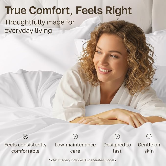 California Design Den 100% Cotton Sateen King Size Sheets Set, 4 Pcs, White | Soft 500 Thread Count Backed by Good Housekeeping Seal, 16" Deep Pocket, All-Around Elastic, Durable, Easy Care