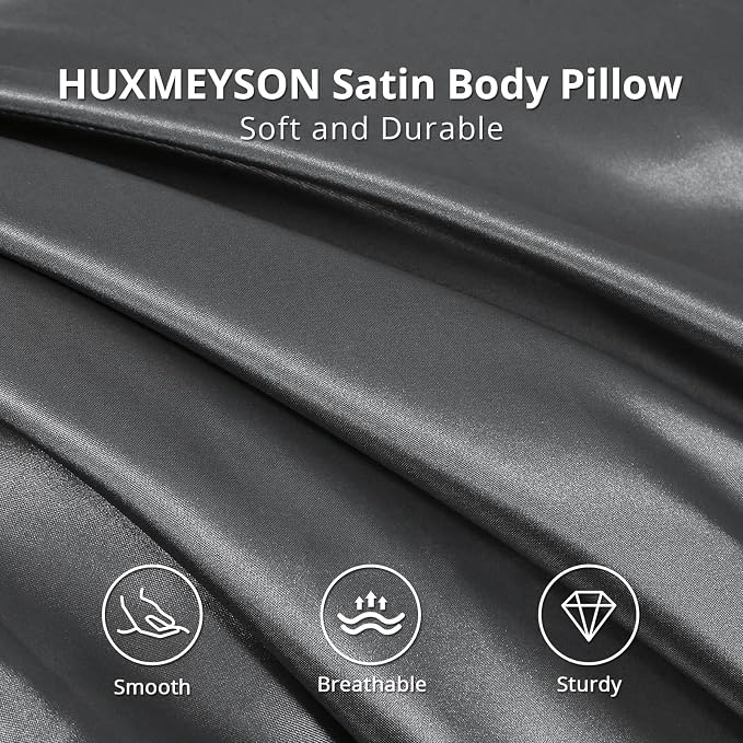 Body Pillow with Satin Pillowcase, Body Pillow for Adults, Grey | 20"x54", Removable Cover, OEKO-TEX Certified Down Alternative Filling,Washing Machine