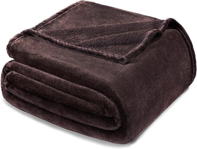 Exclusivo Mezcla Soft Fleece Blanket Twin Size for Bed, Coffee | 60x80 Inches, Double-Sided Brushed Flannel, Lightweight Plush Cozy Blanket for Home Decor, All Season, Machine Washable