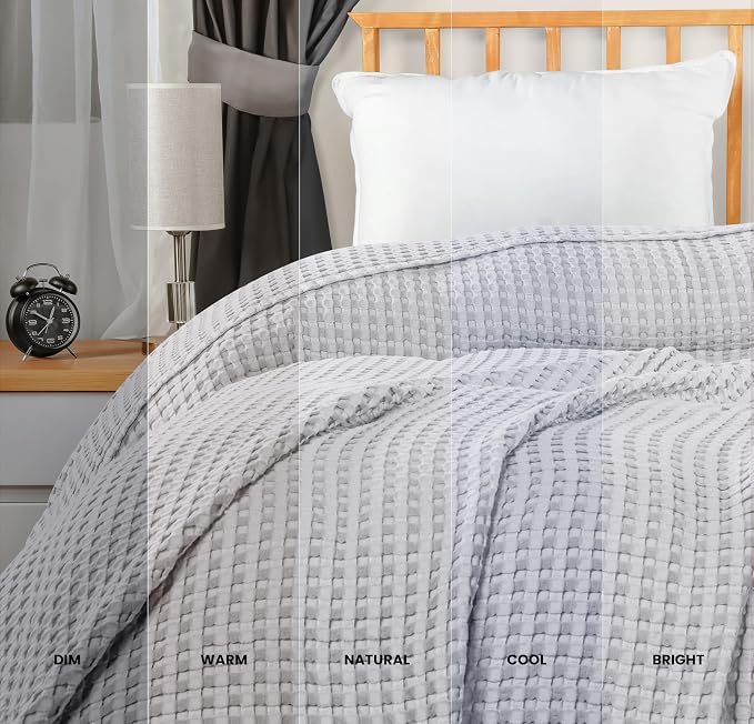 Utopia Bedding 100% Cotton Waffle Blanket Queen Size Silver, 90x90 Inch | Lightweight Breathable Cozy Summer Bed Blanket Home Decor Gift for Women and Men