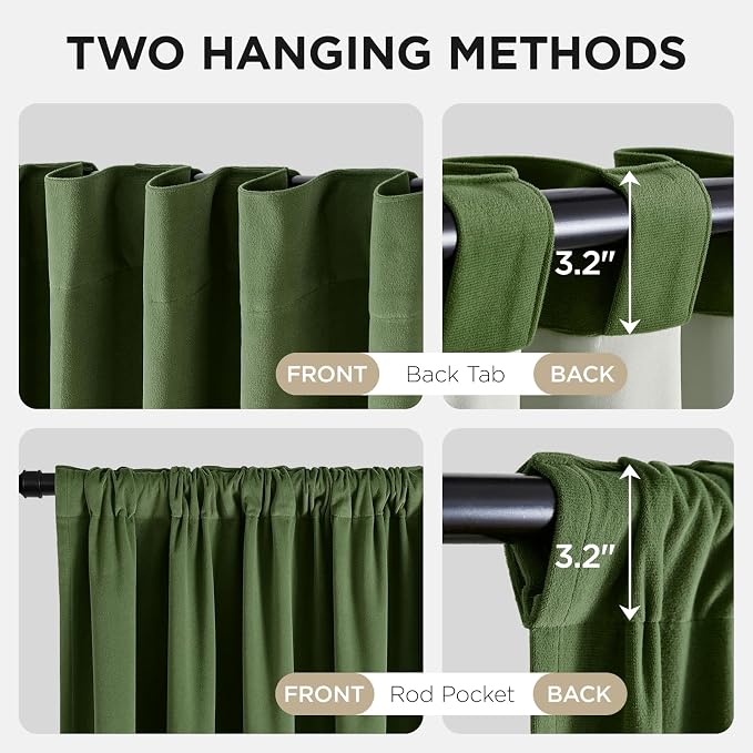 Joydeco 100% Blackout Curtains Velvet Black Out Curtain 120 Inch Drapes | for Bedroom Living Room, Heat and Light Blocking, Thermal Insulated Luxury Heavy Duty Curtain 2 Panels Back Tab&Rod Pocket