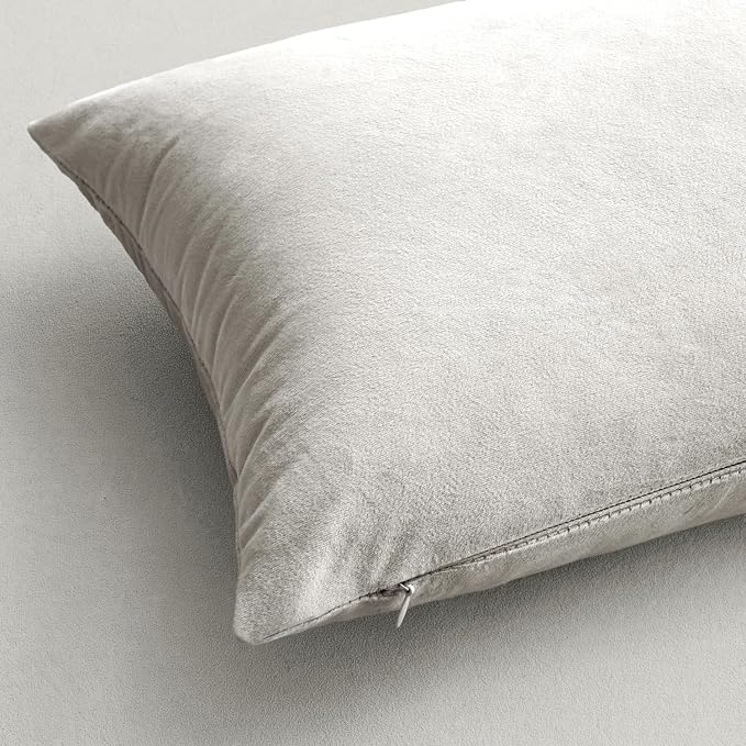 MIULEE Velvet Throw Pillow Covers 22x22 Inch Pack of 2 Greyish White | Soft Solid Decorative Pillow Covers, Modern Luxury Home Decor, for Couch Chair Sofa Bedroom Livingroom
