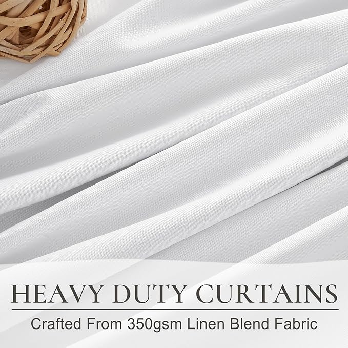 BrightWhite Lush Decor Curtains for 104-106 Inch Windows 2 Panel Sets, 105 Inches Curtains for Bedroom Black Out, Linen Drapes Back Tab Rod Pocket Custom Length (W50 xL105)