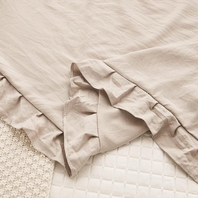 Taupe Body Pillow Cover 20x54inches Long Pillowcase Ruffled Pillowcases Shabby Chic Ruffled Fringe Decor Body Ruffled Pillow Sham Cute Pillowcase (1 Body, Taupe)