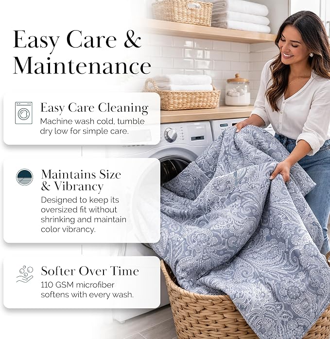 Southshore Fine Living, Inc. Extra Large King Size Quilts, Paisley Quilt, Blue and White Bedspread, 3-Piece Bohemian Bedding Set with Two Matching Shams, California/King, Reversible Blue