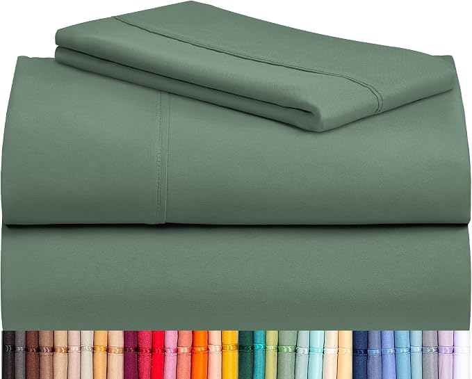 LuxClub Twin XL Sheets - Twin Bed Sheets for Boys and Girls, 3 PC Deep Pockets 18" Eco Friendly Wrinkle Free Kids Fitted Sheets Machine Washable Hotel Bedding Silky Soft - Tree Moss Green Twin XL | LuxClub Silky Fitted Sheet & Pillowcase Sets, Breathab...