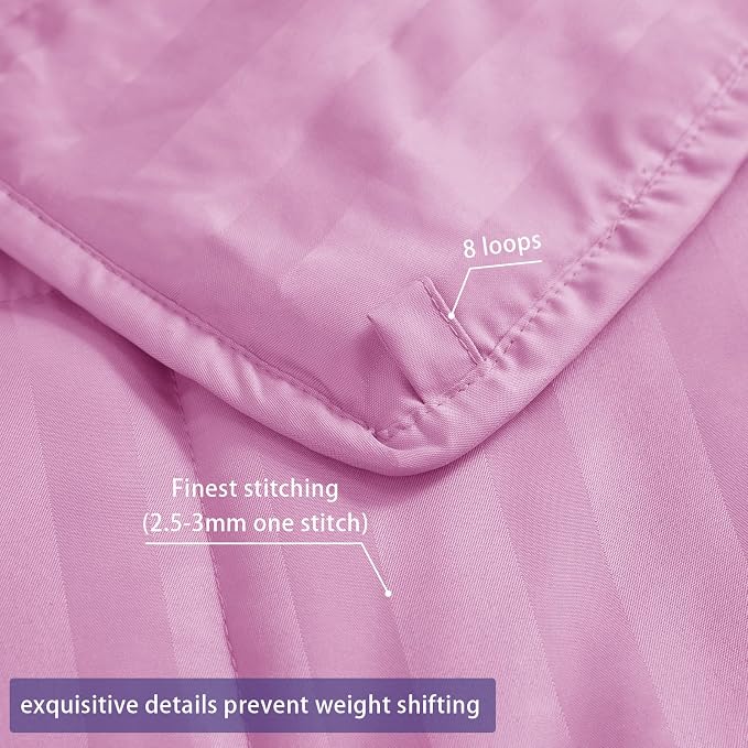 yescool Weighted Blanket for Adults (15 lbs, 60" x 80", Salmon Stripes) Heavy Blanket for Sleeping Perfect for 140-160 lbs, Queen Size Breathable Blanket with Premium Glass Bead, Machine Washable