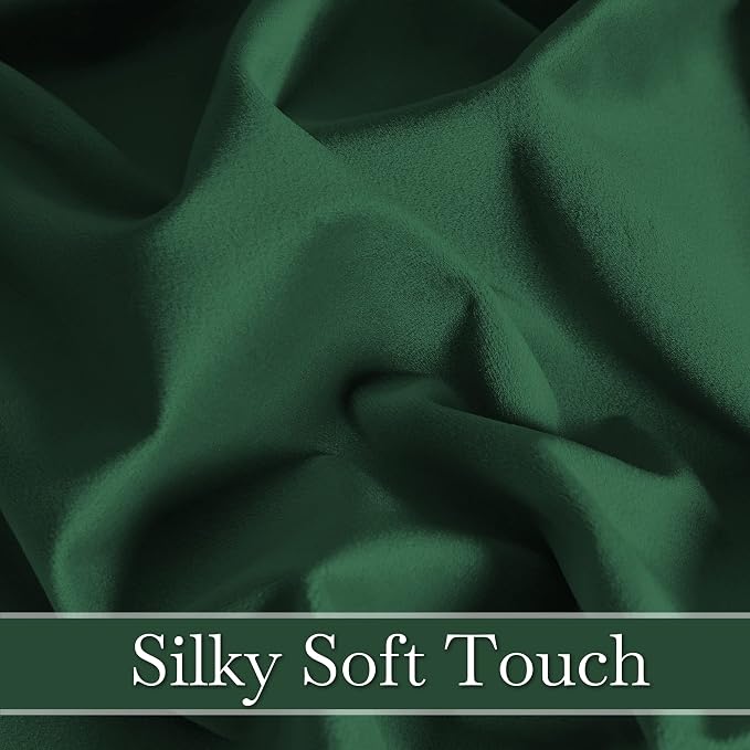 RYB HOME Velvet Curtains 102 inches Long, Extra Long High Ceiling Curtains | Thermal Insulated, Luxurious Home Decor, Curtains for Apartment Loft Large Windows, W52 x L102, Dark Green, 2 Panels Set