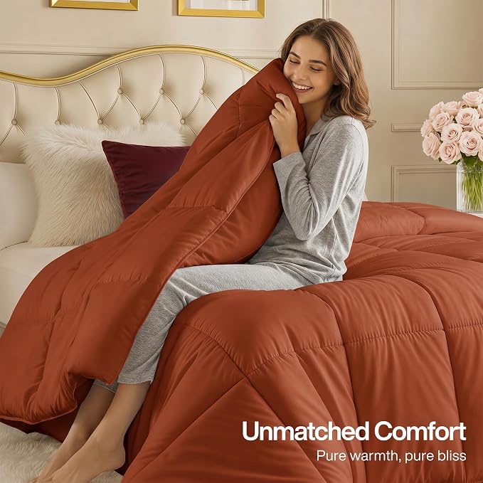 Utopia Bedding Duvet Insert, Twin Comforter 64 x 88 Inches, Burnt Orange | Cozy All Season Comforter for Kids and Teens, Unisex, Down Alternative Fill, Soft Microfiber Shell, Machine Washable.