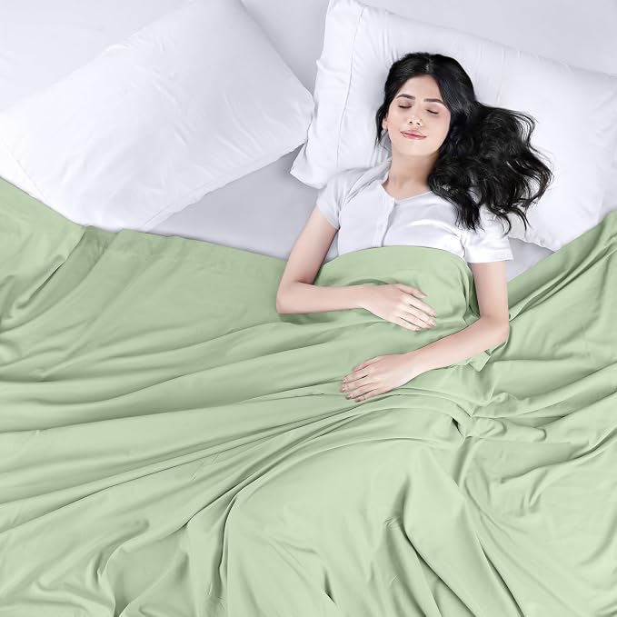 King Size Flat Sheet Only, Ultra Soft & Breathable Hotel Sheets, Sage | Hotel Bedding, Cooling Comfort, Smooth Feel, Wrinkle & Fade Resistant, Easy Care, Long-Lasting, Machine Washable, OEKO-TEX