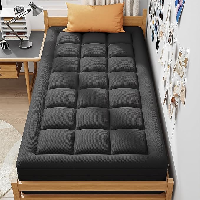 ELEMUSE 3 Inch Twin Dual Layer Memory Foam Mattress Topper with Pillowtop | 2 Inch Cooling Gel Foam,1 Inch Soft Pillowtop Pad, Pressure Relief Bed Topper, Comfortable Support