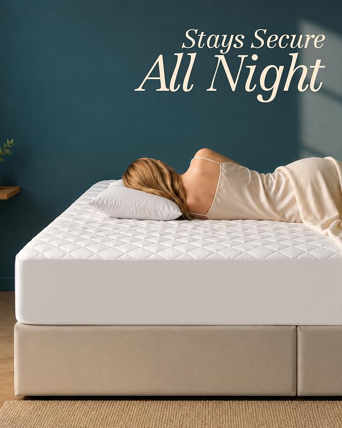 Quilted Fitted Mattress Pad 2 Pack, King Mattress Protector Topper with Deep Pocket Stretches up to 16 Inches, Machine Washable Mattress Cover by Utopia Bedding (White) | Soft Breathable Fitted Mattress Topper Cover, Noiseless, Deep Pockets & Machine W...