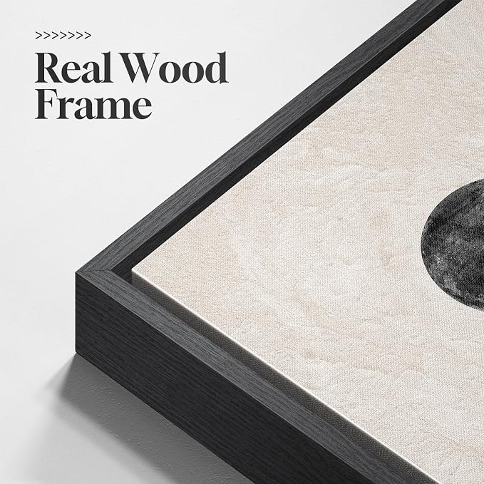Large Framed Black White Abstract Wall Art for Living Room Set of 2, 24x36 | Mountain moon, Canvas prints, Modern pictures, Black and white gray, Minimalist artwork, Black frame, Bedroom wall decor