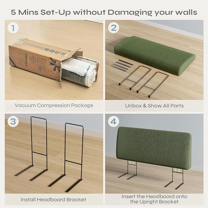 4.7" Upholstered Headboard for Queen Size Bed, Height Adjustable and Ergonomic Headboard, Easy Assemble, Sturdy and Durable, Olive Green