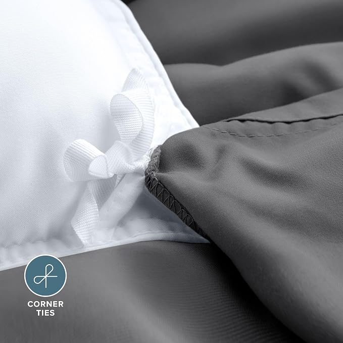 Bare Home Duvet Cover Set 1800 Ultra-Soft (Oversized King, Grey) | Lightweight, Cooling, Breathable, Premium 1800 Ultra-Soft, All-Season