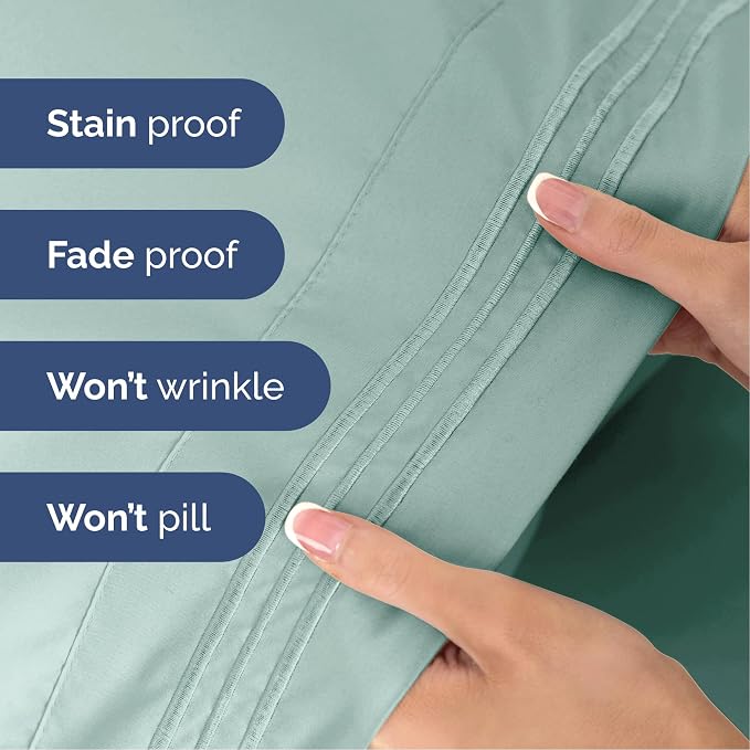 Queen Size 4 Piece Sheet Set - Ultra Soft & Cooling Bed Sheets - Light Teal | Fits 8 Inch to 16 inch Mattress, Wrinkle Free & Fade Resistant with Deep Pockets, Breathable, Comfy Hotel Luxury Bedding