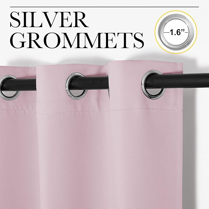 NICETOWN Blackout Draperies Curtains, 1 Pair, 34 x 84-inch, Lavender Pink | Nursery Essential Thermal Insulated Grommet Top Blackout Panels for Girls Room