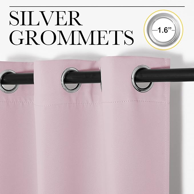 NICETOWN Blackout Curtain Panels, 1 Pair, 55 x 68-inch, Lavender Pink | Nursery Essential Thermal Insulated Solid Grommet Top Blackout Drapes for Girls Room