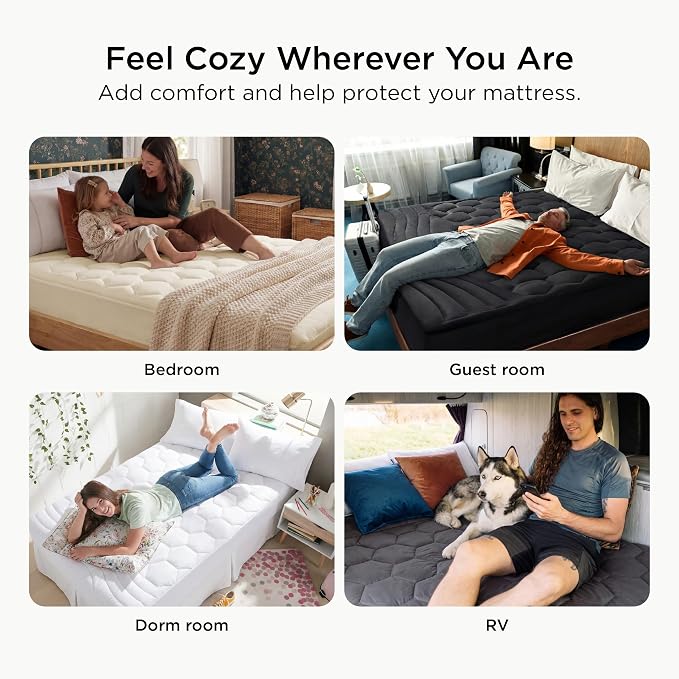 Bedsure Full Size Mattress Pad - Quilted Fitted Mattress Topper Protector with 8-21 Inches Deep Pocket, Noiseless Breathable Bed Cover Padded, Machine Washable, White, 54x75 Inches (Pack of 2)