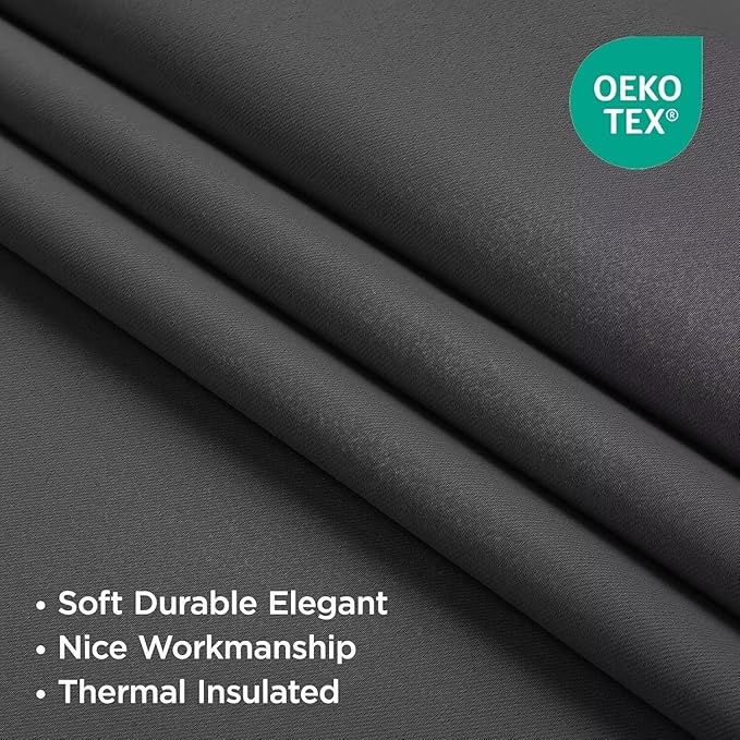 Joydeco Blackout Curtains 84 Inch Length 2 Panels Set, Thermal Insulated Long Curtains& Drapes 2 Burg, Room Darkening Drapes for Bedroom Living Room (Grey, W37 x L84 Inch)