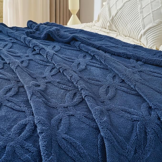 Navy Throw Blanket - Soft & Fluffy Fleece, Cute & Aesthetic, Perfect for Sofa, Couch, Chair, Bed, Living Room & Bedroom, All-Season Use, Plush & Cozy Decorative 50x60 Inch Blanket
